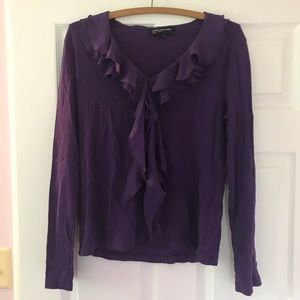 Jones New York Purple Ruffle Blouse Size XL